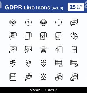 GDPR line icons (Vol.3) Stock Vector