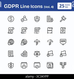 GDPR Line Icons (V0l.4) Stock Vector