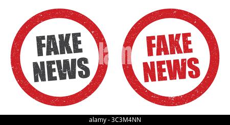 Fake news red sign seal label vector illustration. Grunge Circular FAKE NEWS Stamp Vector Design in Red and Black Variants Stock Vector