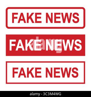 Fake news simple rubber stamp icon isolated vector. Minimal FAKE NEWS Stamp Vector Pack with Clean Red Rectangle Frame Designs Stock Vector