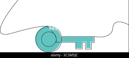 Continuous one line home key drawing Vector minimalist linear illustration. Stock Vector