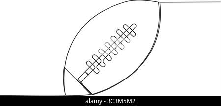 continuous line drawing American football. sport ball concept, Continuous one line drawing of Rugby ball vector Illustration. Stock Vector