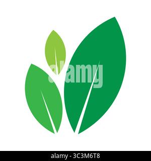 Leaf Icon. Green leaf vector icon. Minimal Green Leaf Icon Trio Flat Eco Symbol for Organic Natural Product Branding and Environmental Design Stock Vector