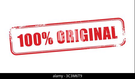 100 Percent Original Red Grunge Stamp Vector illustration, for Product Labels and Packaging Stock Vector