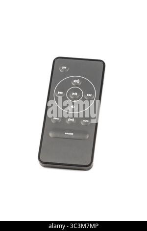 Small black unbranded remote control isolated on white background Stock Photo