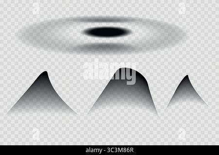 Different realistic round shadow, soft shapes on transparent background. Gray circular and ellipse shadows set. Vector illustration Stock Vector