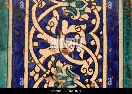 Ancient floral pattern on the wall in Khiva. Uzbekistan. Stock Photo