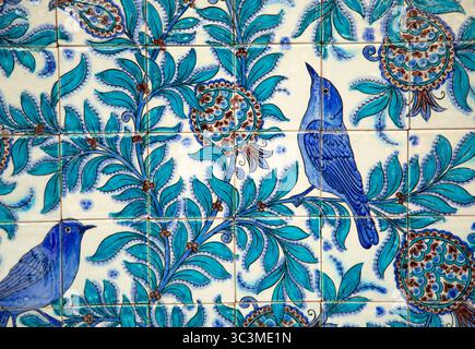 Ceramic pattern tiles for the wall. Rishtan, Uzbekistan. Stock Photo