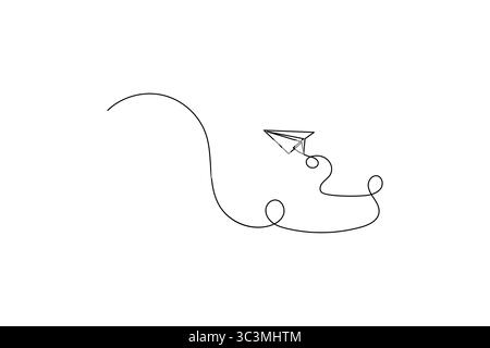 Continuous line drawing of a paper airplane icon Stock Vector