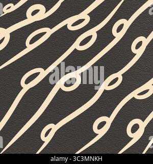 A creative and whimsical abstract pattern featuring diagonal lines interspersed with oval shapes, rendered in beige against a textured brown backgroun Stock Photo