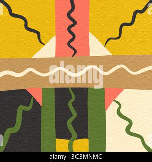 A vibrant abstract illustration featuring fun, colorful forms and dynamic lines on a textured background. The playful composition adds a lively artist Stock Photo