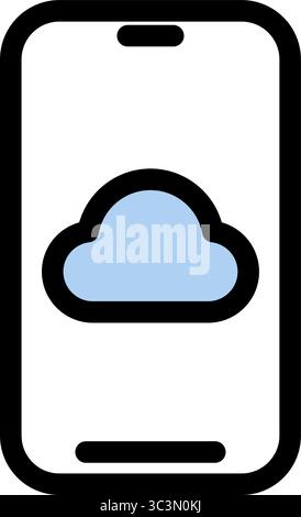 This icon depicts a modern smartphone displaying a cloud symbol, representing digital data storage or cloud computing services. Stock Vector