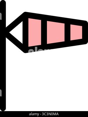 A wind sock icon indicates wind direction and speed, often used in aviation or weather monitoring. Stock Vector
