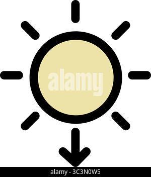 Decrease brightness icon is perfect for mobile devices and other digital display interfaces. Stock Vector