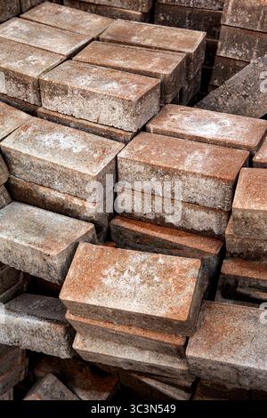 Pile of bricks on a construction site Stock Photo