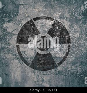 Black radioactive sign on textured background. Radiological pollution Stock Photo