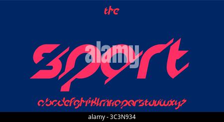 Font logo alphabet, typography type,design. Dynamic italic display with sharp cuts and playful curves. Ideal for youth sport branding, motion graphics Stock Vector