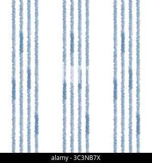 Blue and white watercolor stripes create an abstract textile pattern Stock Photo