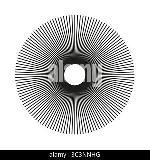 Sun star rays. Ray beam, burst. Sunburst flat element, radial stripes. Radial circle radiation lines. Circulars lines icon. Spokes with radiating Stock Vector