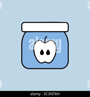 Jar of baby food with apple puree vector icon. Graph symbol for children and newborn babies web site and apps design, logo, app, UI Stock Vector