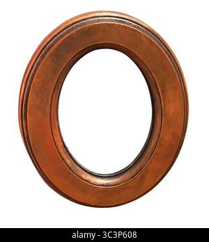 Polished wooden frame forming a perfect circle, ideal for showcasing images or designs with its transparent center Stock Photo