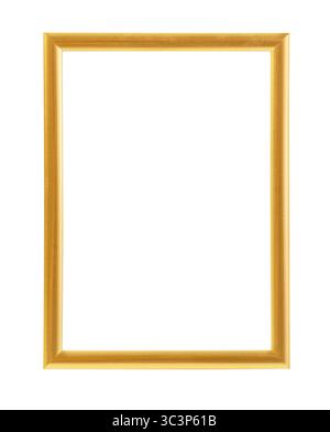 Golden frame with white background, perfect for displaying artwork or photographs in mockups Stock Photo