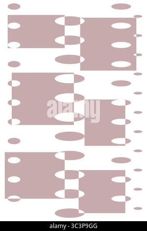 Abstract minimalist vector featuring a grid of light brown rectangular blocks with off-white elongated oval cutouts arranged horizontally and vertical Stock Vector