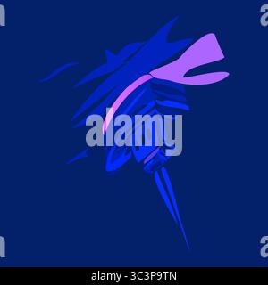 A digital abstract composition with a deep navy backdrop and layered electric blue and lavender forms. Sleek and immersive, this artwork evokes themes Stock Vector