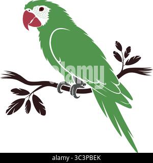 "Colorful Parrot on a Branch" Stock Vector