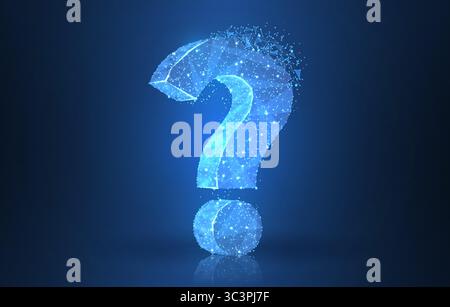 Question mark. Low poly wireframe mesh looks like constellation. Illustration or background Stock Vector