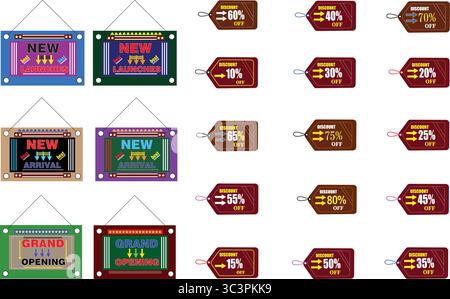 Colorful new arrival and limited time offer vector badges set for e-commerce promo and sales Stock Vector