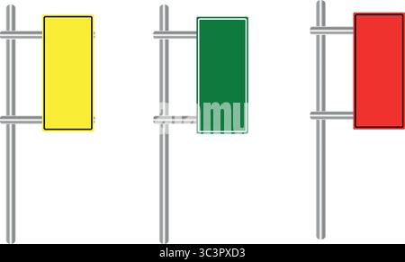 Traffic signals indicating stop, go, or caution in bright, bold colors for road safety. Stock Vector