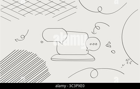 Modern laptop with speech bubbles illustrating communication, ideas, and digital concepts Stock Vector