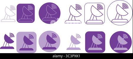 Modern satellite dish icons representing global communication and data transmission, ideal for tech projects Stock Vector