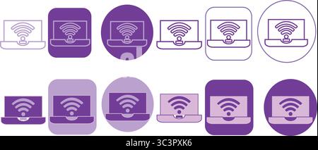 Modern WiFi icons on laptops, perfect for tech, internet, and connectivity business needs Stock Vector