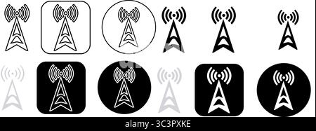 Set of antenna icons representing wireless communication, perfect for tech and network designs Stock Vector