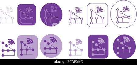 Modern wireless network icons in various shapes and colors, ready for tech design and branding Stock Vector
