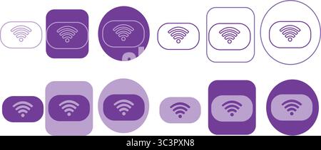 Modern WiFi symbols in various shapes and colors, perfect for tech and connectivity designs Stock Vector