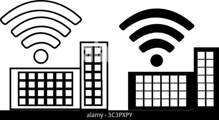 Smart factory with wireless connection, industrial automation, and modern technology concept. Stock Vector