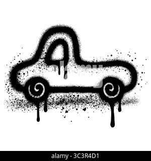 Car graffiti with black spray paint. black and white vehicle shape art with a unique style. Stock Vector