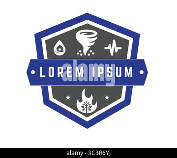 Various natural disaster management icon based logo vector illustration with dummy text and white background, for NGO or non-governmental organization Stock Vector