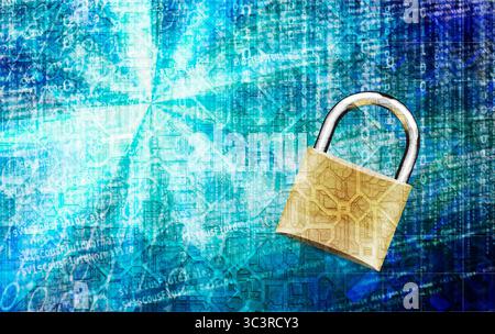 technology background and lock, concept for computer security and safety Stock Photo