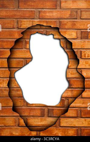 background of a bricks wall with a hole, 3D effect Stock Photo