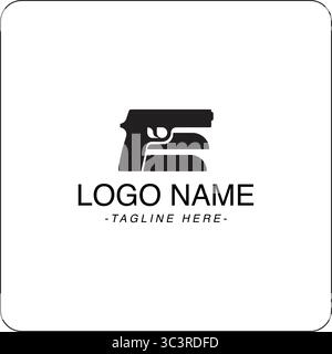 Letter E and Pistol Shape logo design Stock Vector