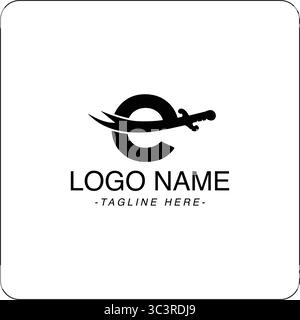 Letter E and Sward shape logo design Stock Vector