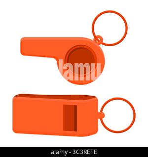 Orange Loud Whistle for Security and Emergency Vector. Whistle Icon on White Background. Stock Vector