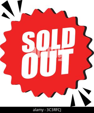 Sold Out Tag Label – Product Unavailable Vector Design for Inventory Status, E-commerce, and Retail Marketing Stock Vector