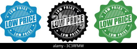 Low Price Label Badge – Affordable Deal Vector Stamp for Sales, Discounts, and Promotional Offers Stock Vector
