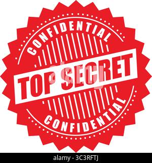Top Secret Stamp Badge – Classified Confidential Document Label Vector Design for Security, Privacy, and Restricted Access Stock Vector