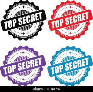 Top Secret Stamp Badge – Classified Confidential Document Label Vector Design for Security, Privacy, and Restricted Access Stock Vector